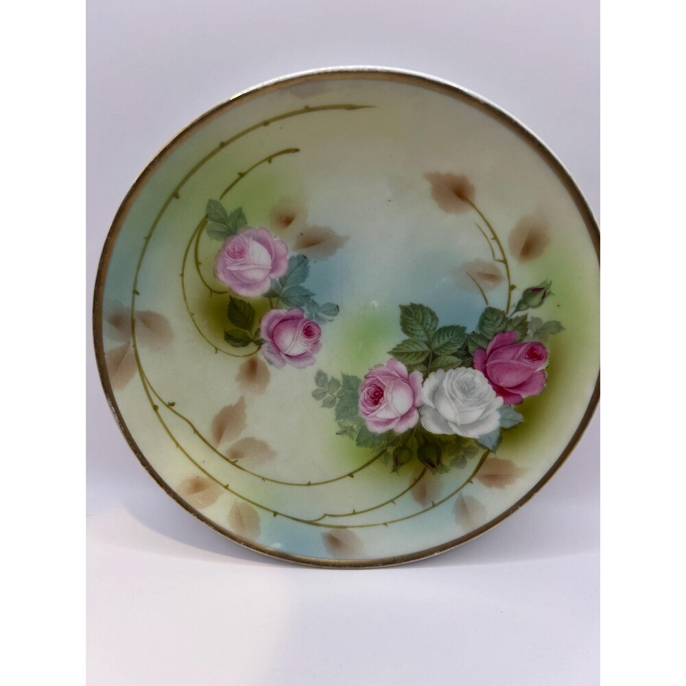 Vintage Lilas Handcrafted in Germany 8-1/4" plate. Lovely pink and white roses
